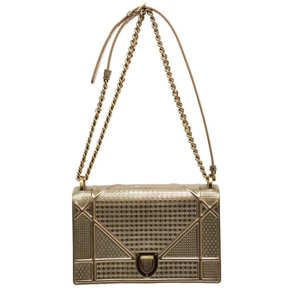 Dior Micro Cannage Diorama - Gold Metallic Purse